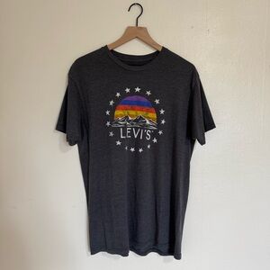 Levi's Charcoal Graphic Tee with Rainbow Design